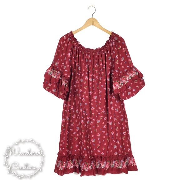 Max Studio Dresses & Skirts - MAX STUDIO Boho Off Shoulder Floral Ruffle Dress